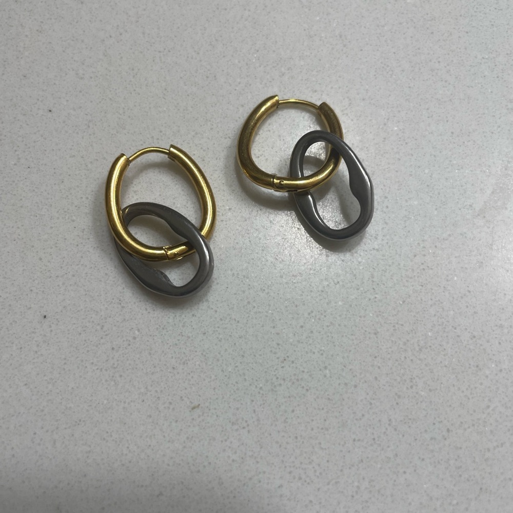 Gold and silver stainless steel Hoop Earrings